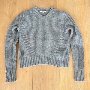 Madewell Grey Cropped 100% Merino Wool Sweater